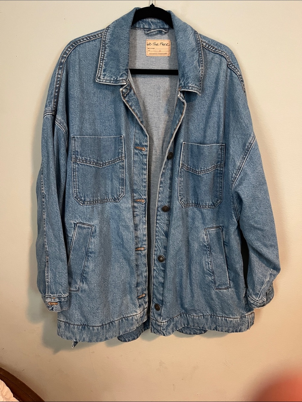 We The Free Oversized Light Blue Denim Shacket